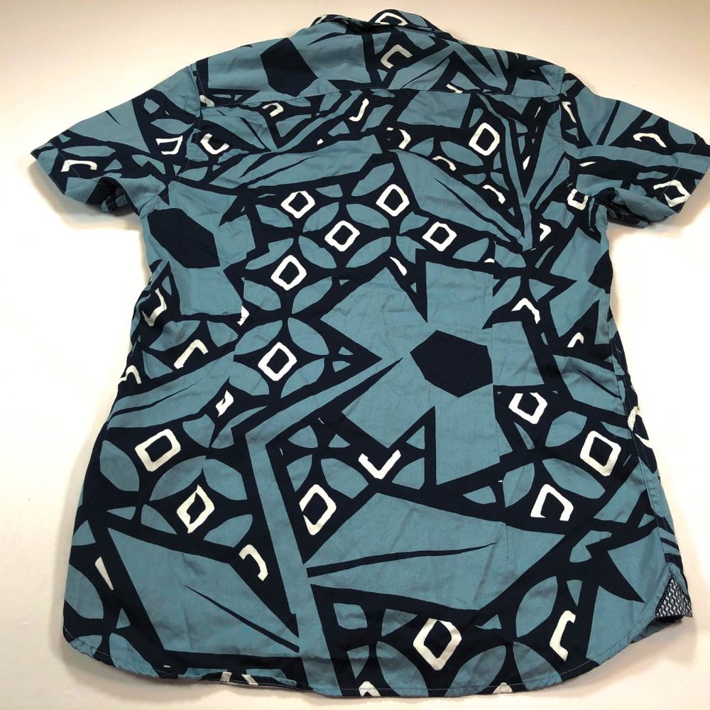 Ted Baker S Blue Geometric Short Sleeve Shirt - Picture 4 of 4